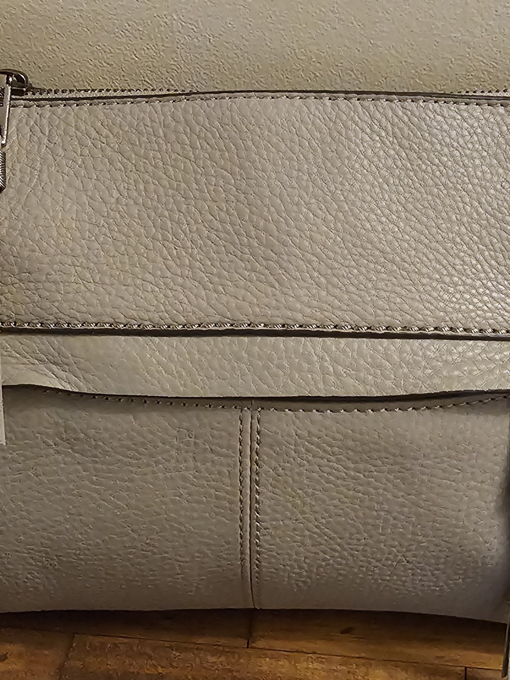 The Saks Pebbled Leather Shoulder Bag in Light Gray